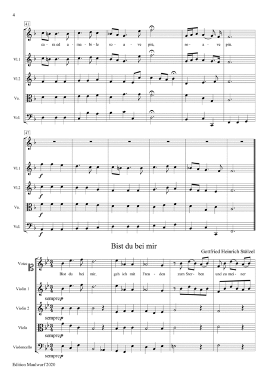 5 Baroque Songs for voice and string quartet String Quartet scores gallery preview page 6