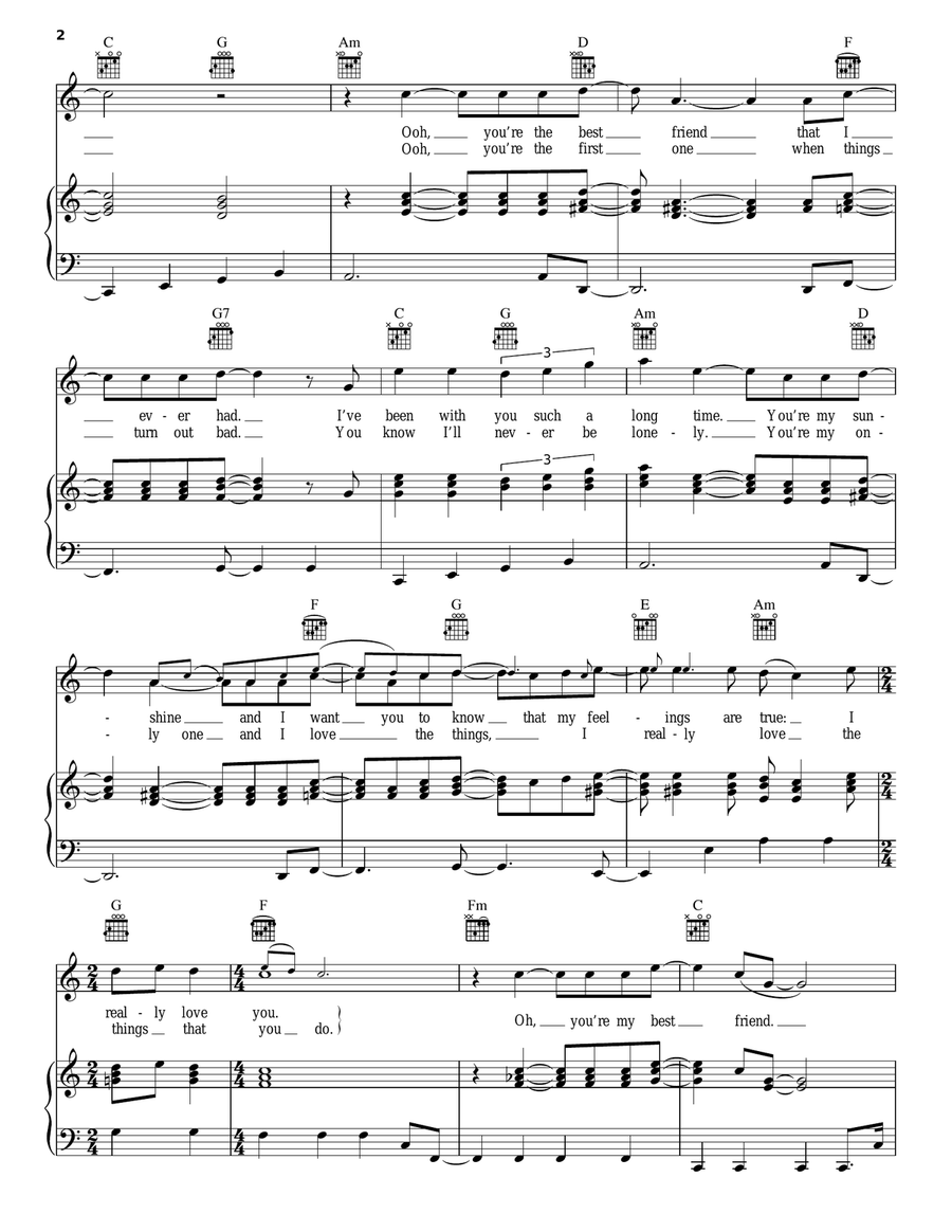 You're My Best Friend Piano, Vocal, Guitar scores gallery preview page 2