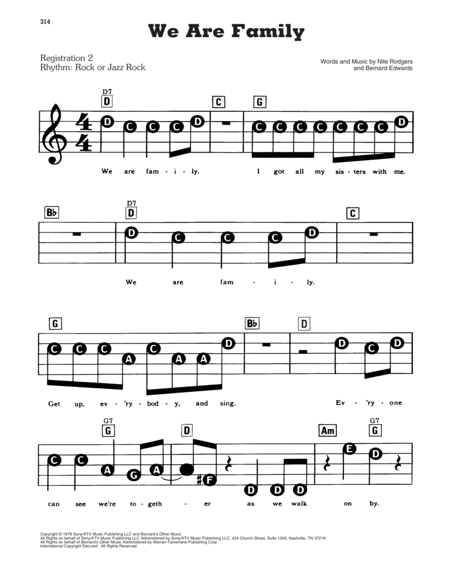 We Are Family We Are Family Electronic Keyboard scores gallery preview page 1