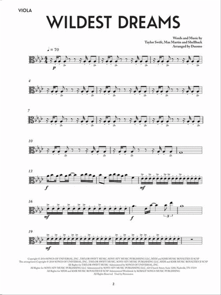 Wildest Dreams - featured in the Netflix series Bridgerton String Quartet scores gallery preview page 5