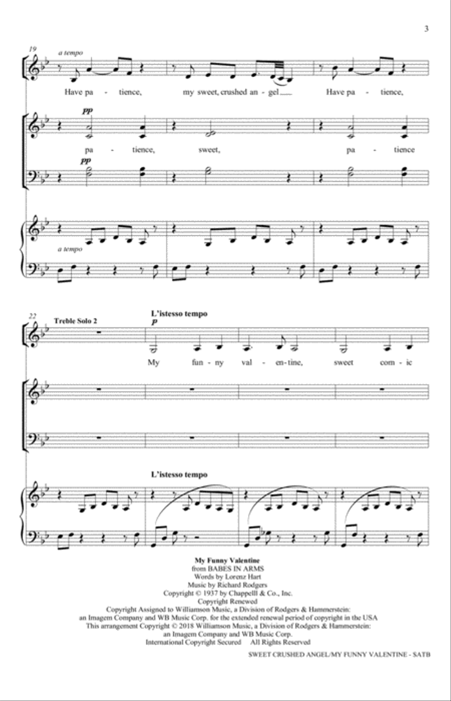 Sweet Crushed Angel/My Funny Valentine (arr. Craig Hella Johnson) 4-Part scores gallery preview page 3