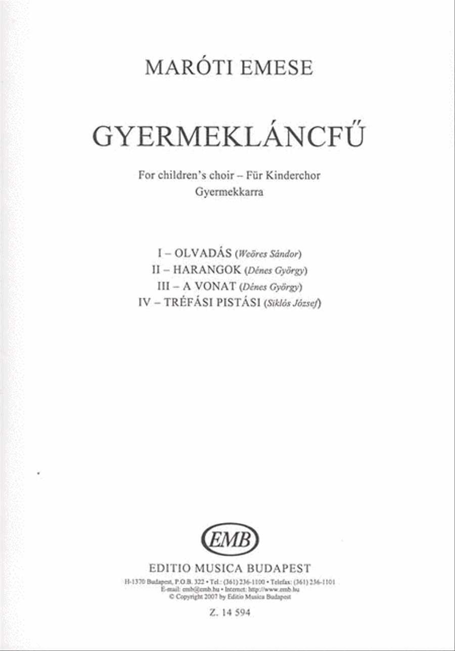 Gyermekláncfü for children's choir Children's Choir scores gallery preview page 1