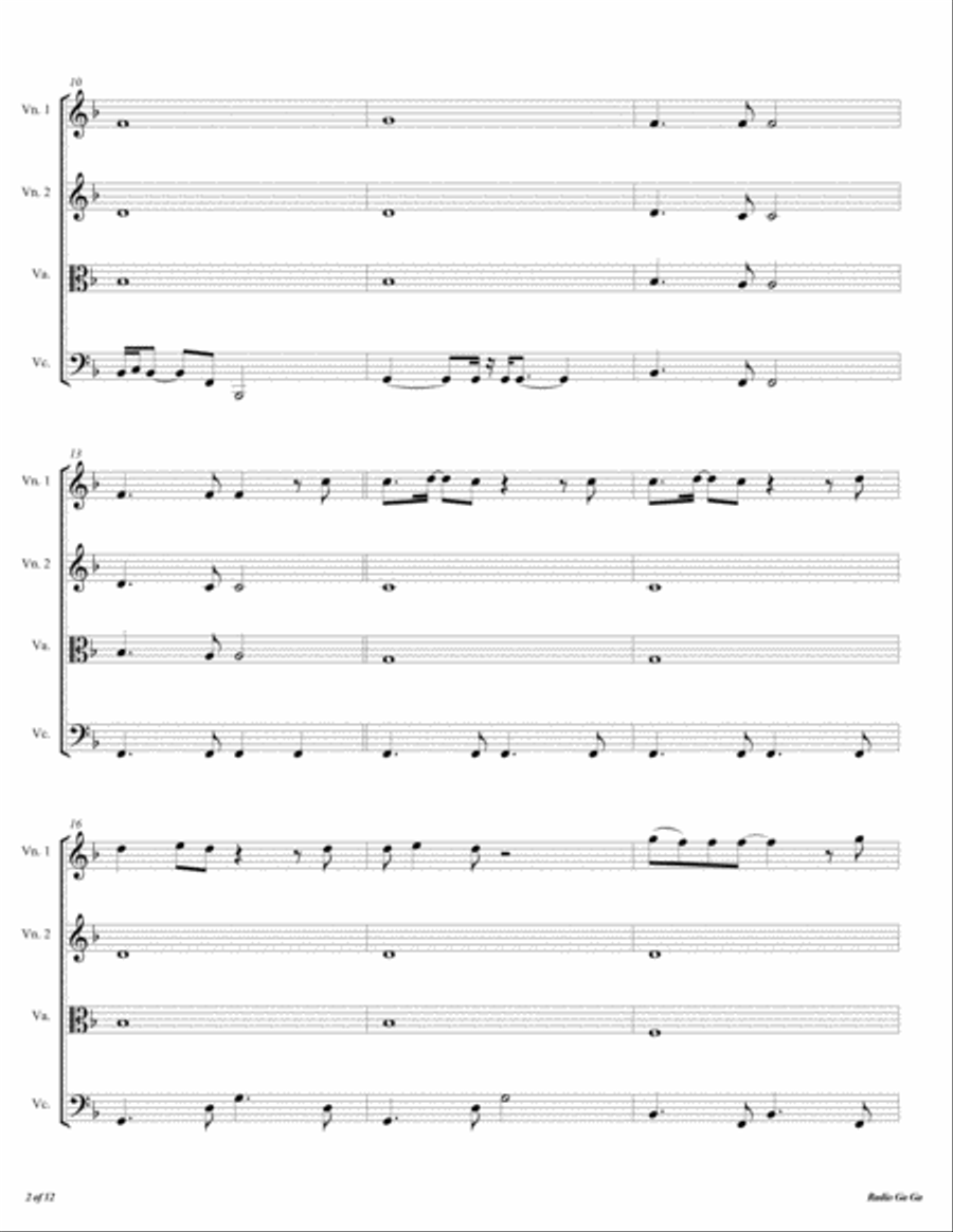 Radio Ga Ga String Quartet scores gallery preview page 3