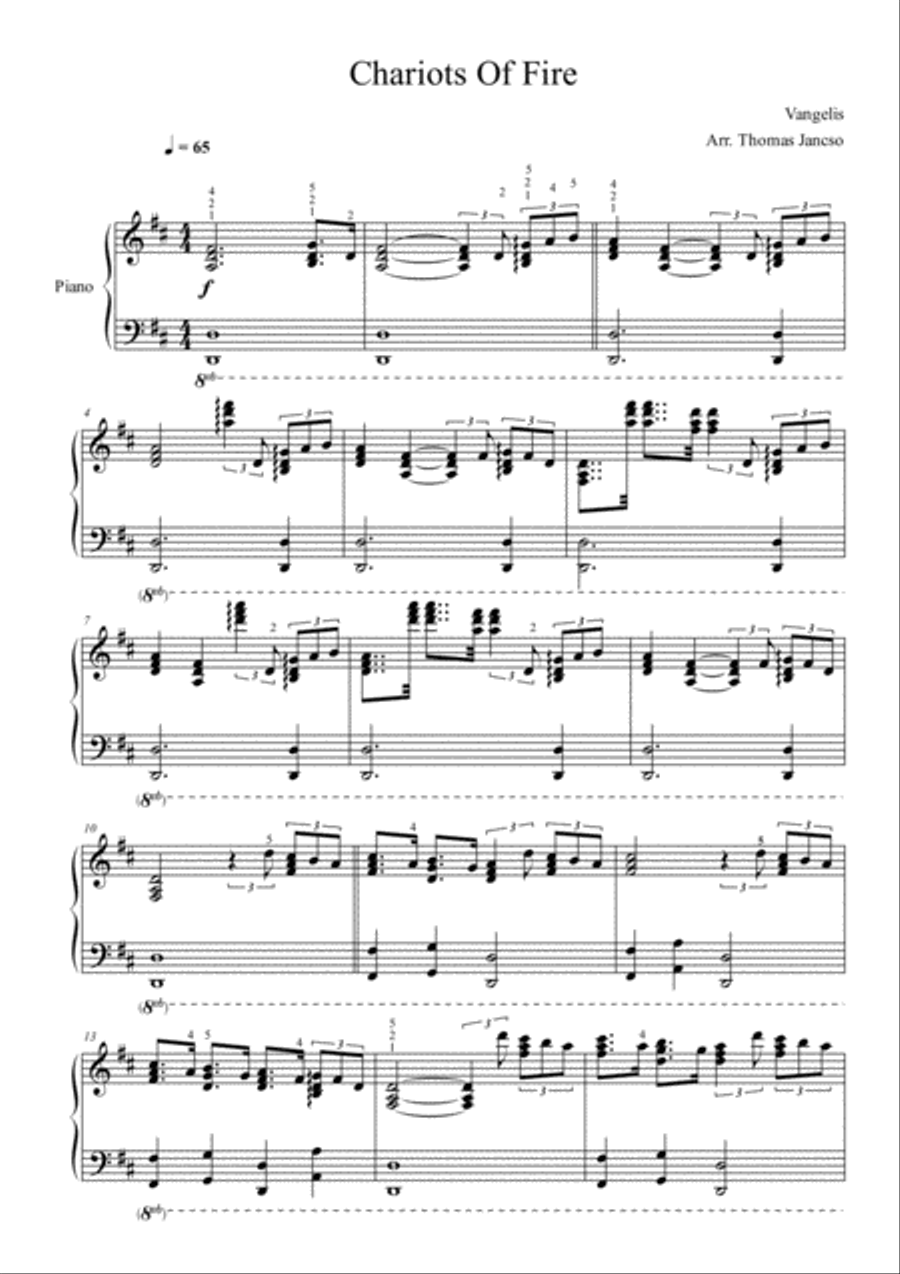 Chariots Of Fire from the Feature Film CHARIOTS OF FIRE Piano Solo scores gallery preview page 1