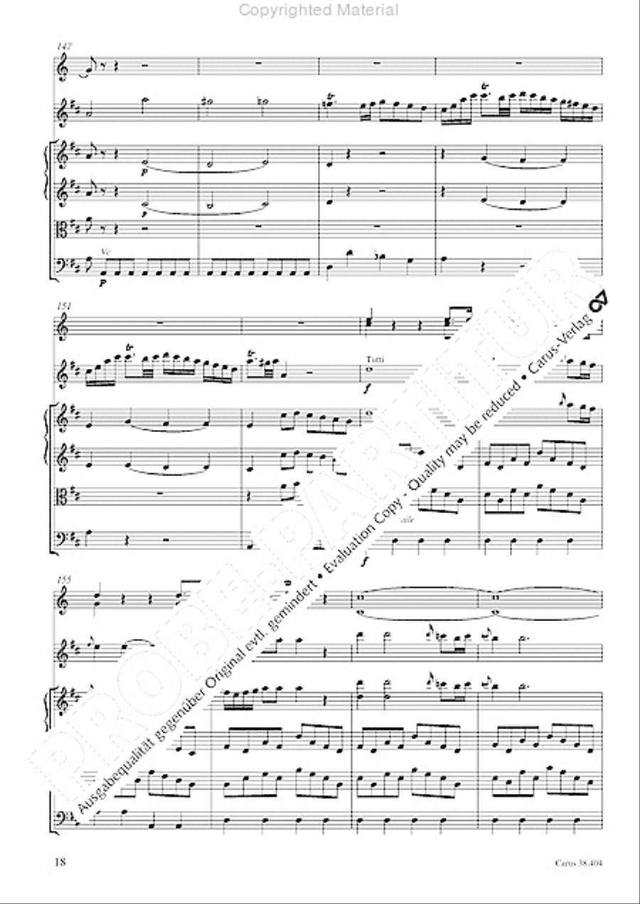Concerto for Flute in D major (Concerto per il Flauto traverso in D / Flotenkonzert in D) Flute Solo scores gallery preview page 20