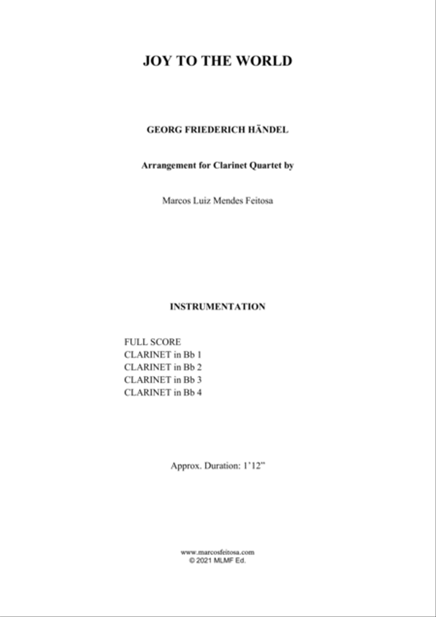 Joy To The World (Cantai Que o Salvador Chegou) - Clarinet Quartet Clarinet Quartet scores gallery preview page 2