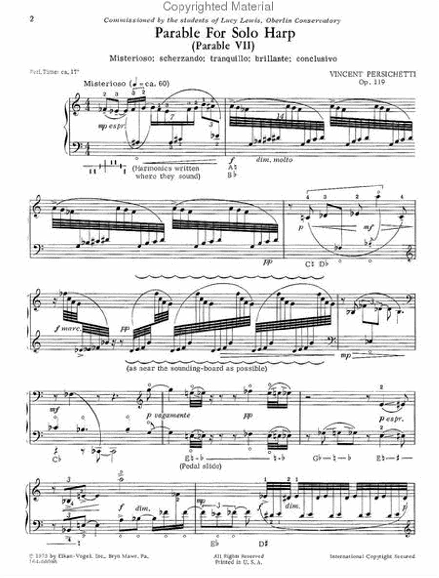 Parable For Solo Harp Chamber Music scores gallery preview page 2