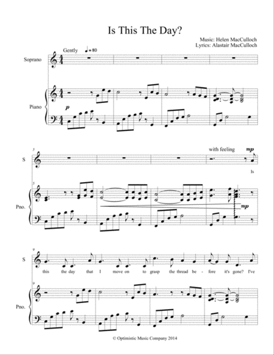 Is This the Day? Piano Solo scores gallery preview page 1