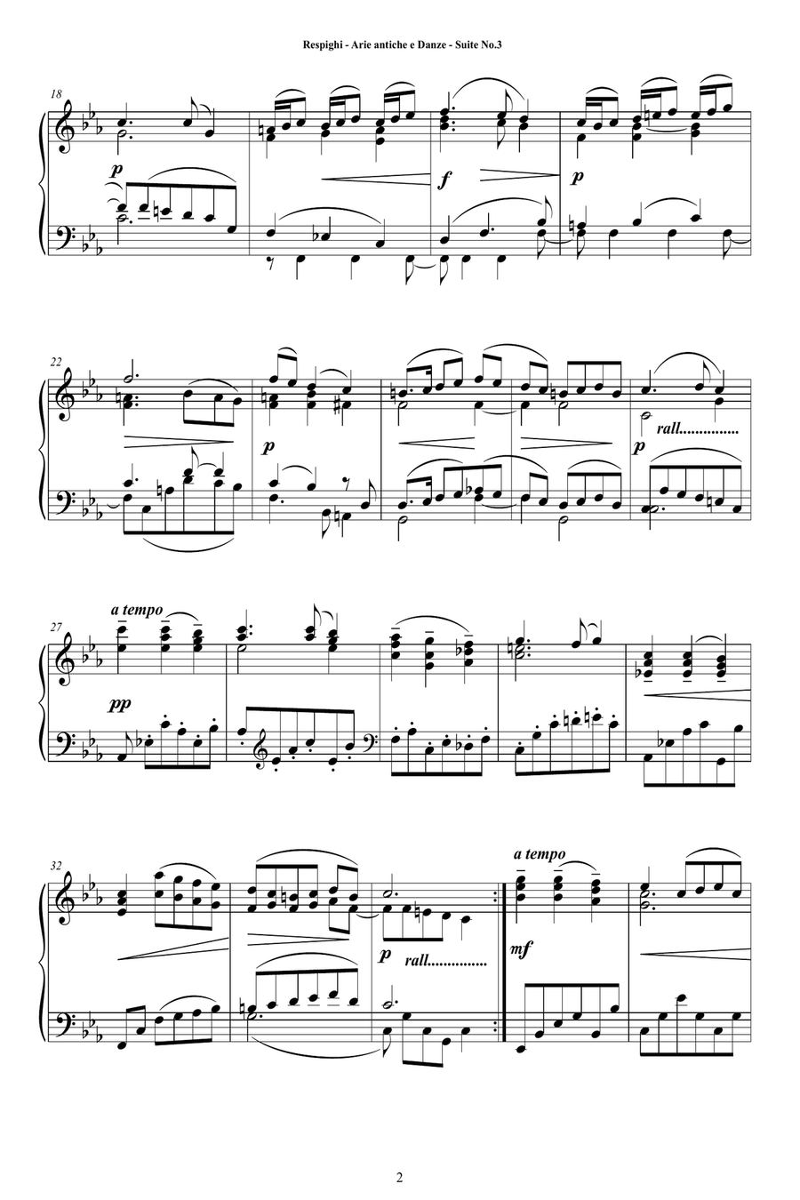 Respighi - Suite No.3 - Antiche Arie e Danze for Piano Piano Solo scores gallery preview page 2
