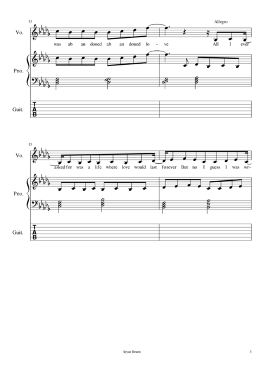 Abandoned Love Voice scores gallery preview page 3
