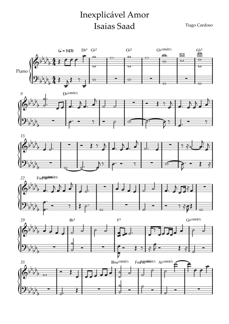 Inexplicavel Amor Piano, Vocal, Guitar scores gallery preview page 1