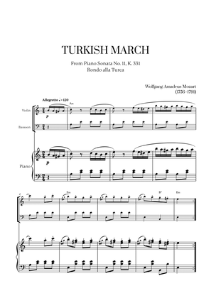 W. A. Mozart - Turkish March (Alla Turca) (with chords) for Violin, Bassoon and Piano