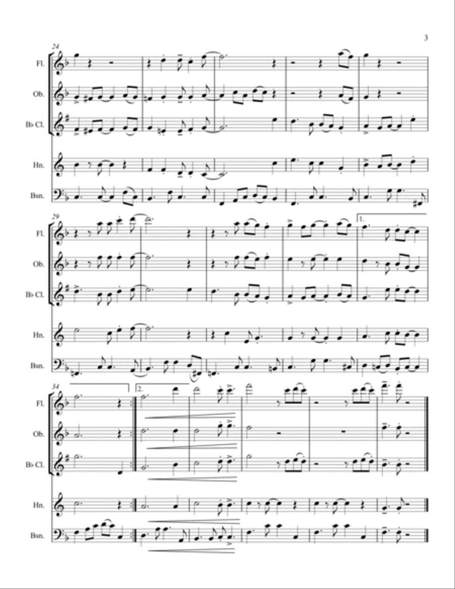 Auld Lang Syne Woodwind Quintet scores gallery preview page 4
