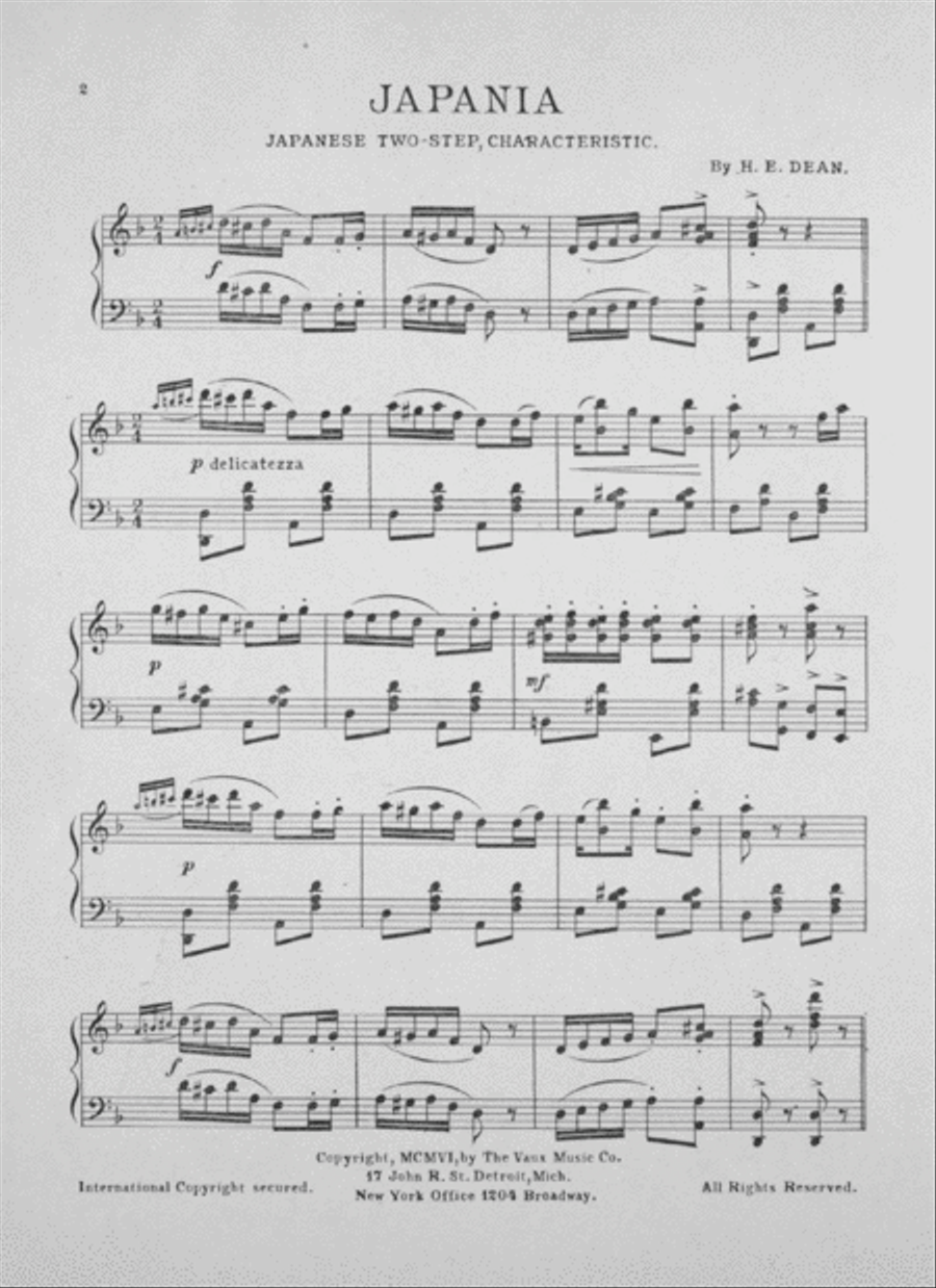 Japania. Japanese Two-Step characteristic Piano Solo scores gallery preview page 2