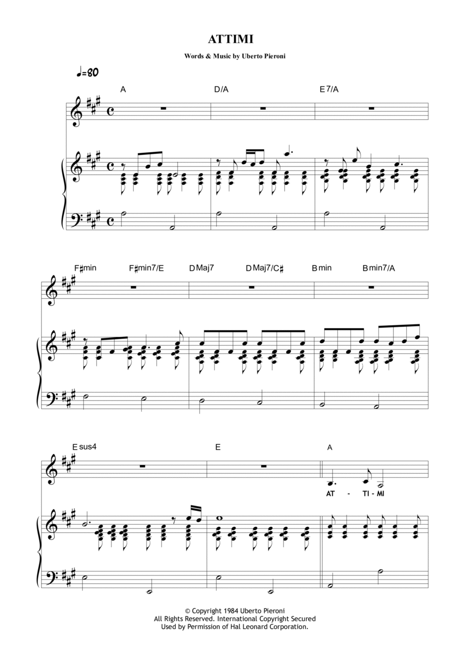 Attimi Piano, Vocal, Guitar scores gallery preview page 1