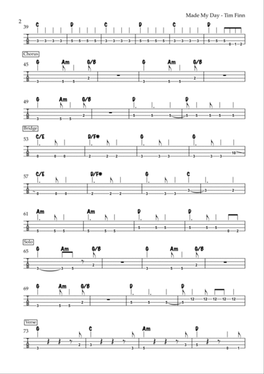 Made My Day Made My Day Bass Guitar Tablature scores gallery preview page 2
