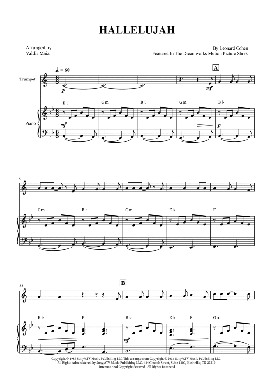 Hallelujah Hallelujah Trumpet Solo scores gallery preview page 1