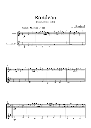 Book cover for Rondeau from "Abdelazer Suite" by Henry Purcell - For Flute and Bb Clarinet (D minor)