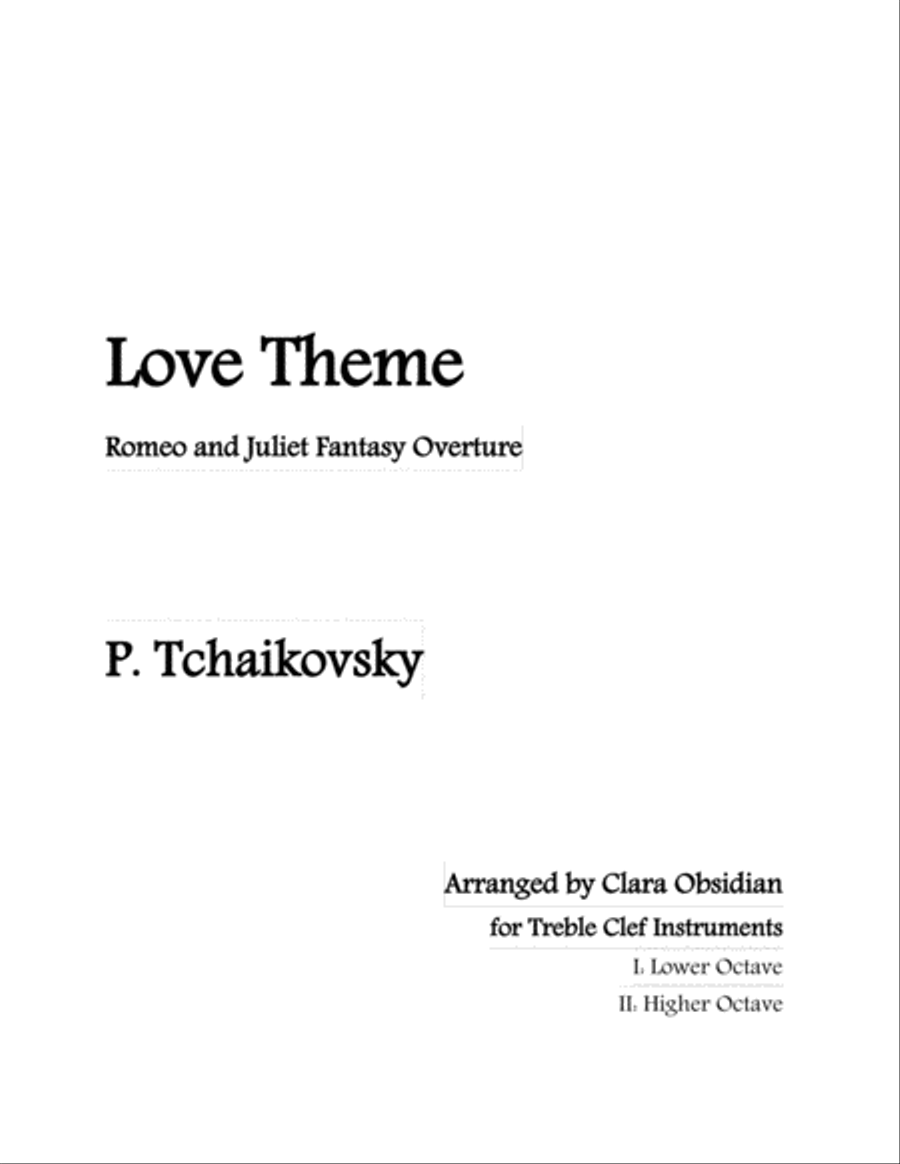 Tchaikovsky: Love Theme from Romeo and Juliet Fantasy Overture for Treble Clef Instruments (2 scores Large Ensemble scores gallery preview page 1