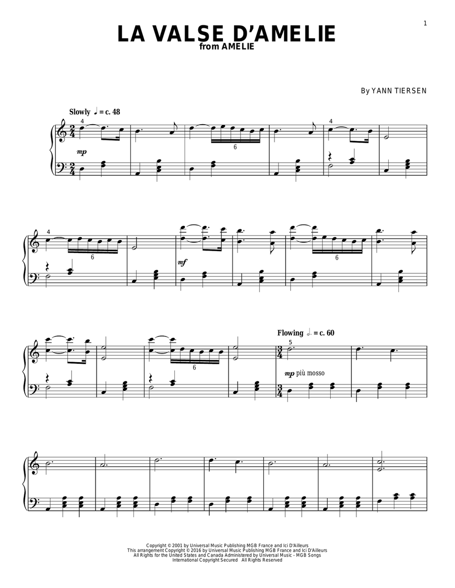 La Valse D'Amelie La Valse D'Amelie Piano Solo scores gallery preview page 1