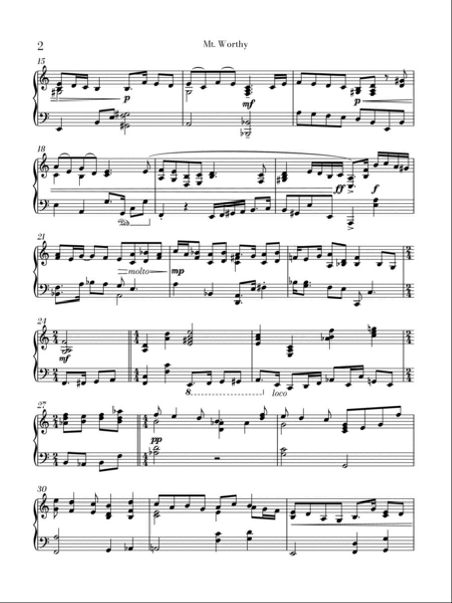 Mt. Worthy Piano Solo scores gallery preview page 2
