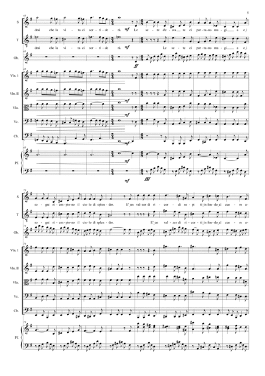 CANZONE D'AMORE - For Soprano, Tenor, Oboe, String Quintet and Piano Chamber Orchestra scores gallery preview page 5