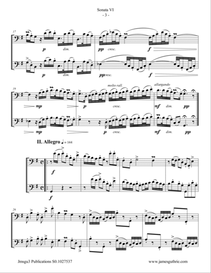 Handel: Sonata No. 6 for Euphonium Duo Brass Duet scores gallery preview page 3