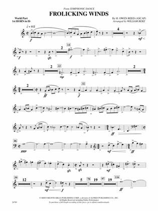 Frolicking Winds (from Symphonic Dance): (wp) 1st Horn in E-flat
