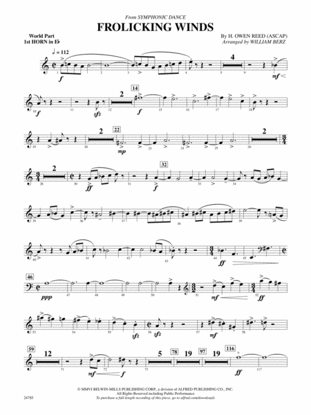 Frolicking Winds (from Symphonic Dance): (wp) 1st Horn in E-flat