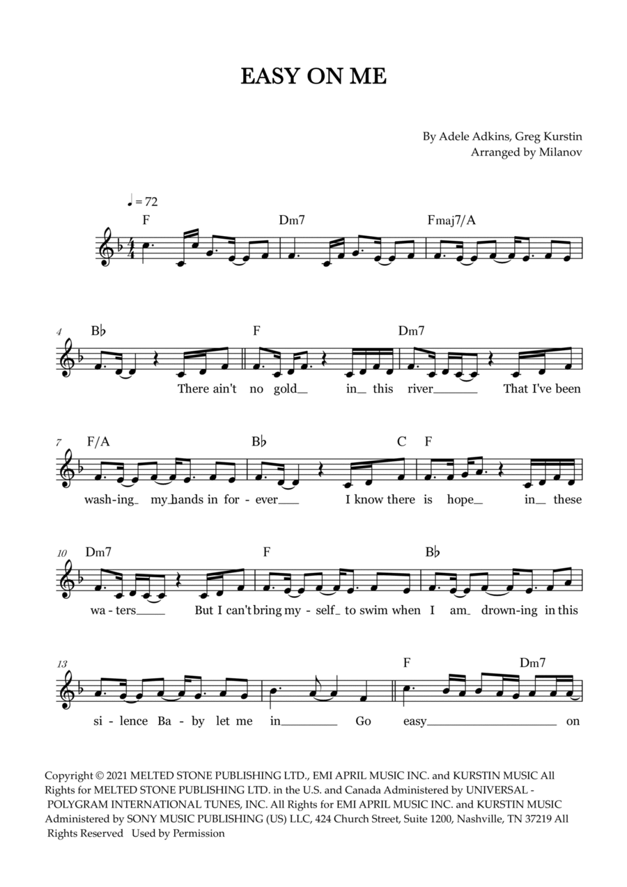 Easy On Me Piano scores gallery preview page 1