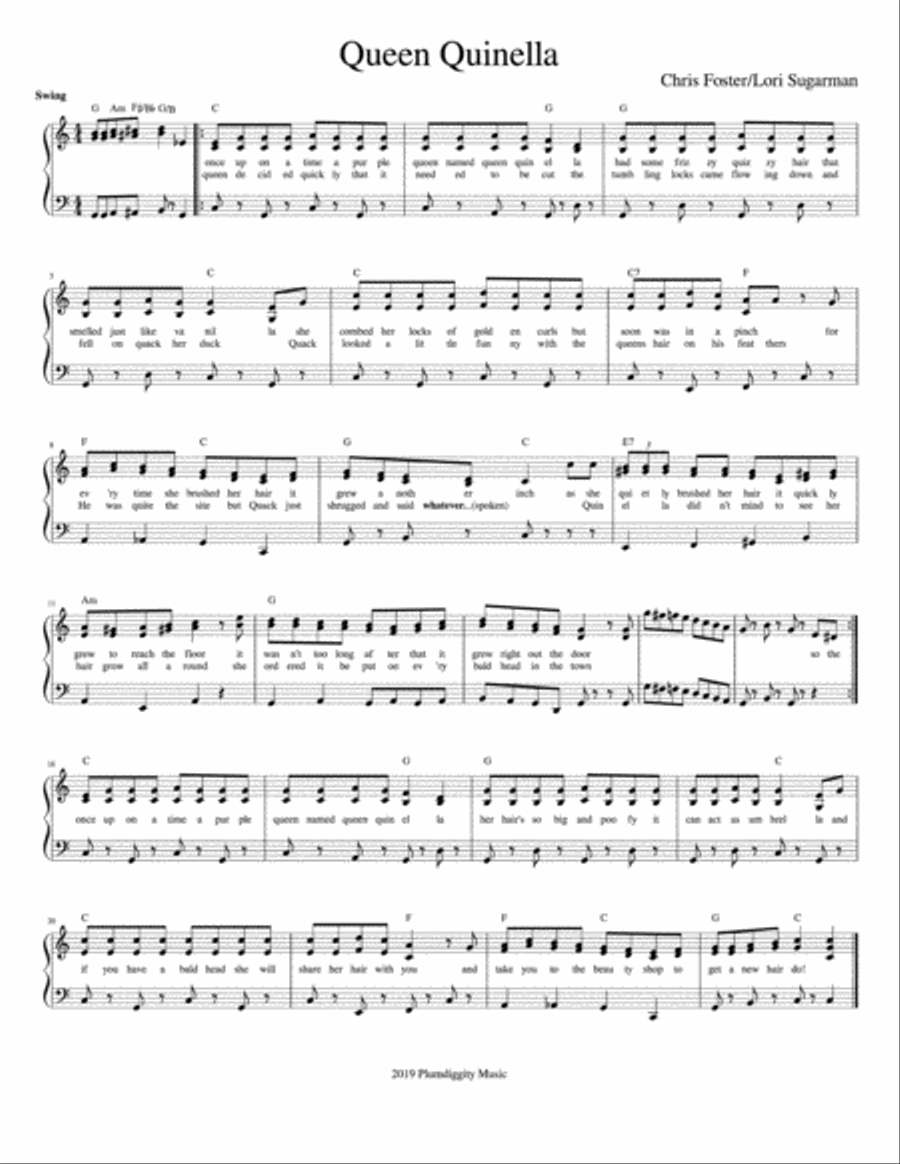Queen Quinella - Piano/Vocal/Guitar Piano, Vocal, Guitar scores gallery preview page 1