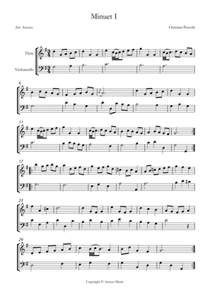 bach bwv anh 114 minuet in g Flute and cello sheet music with ornaments