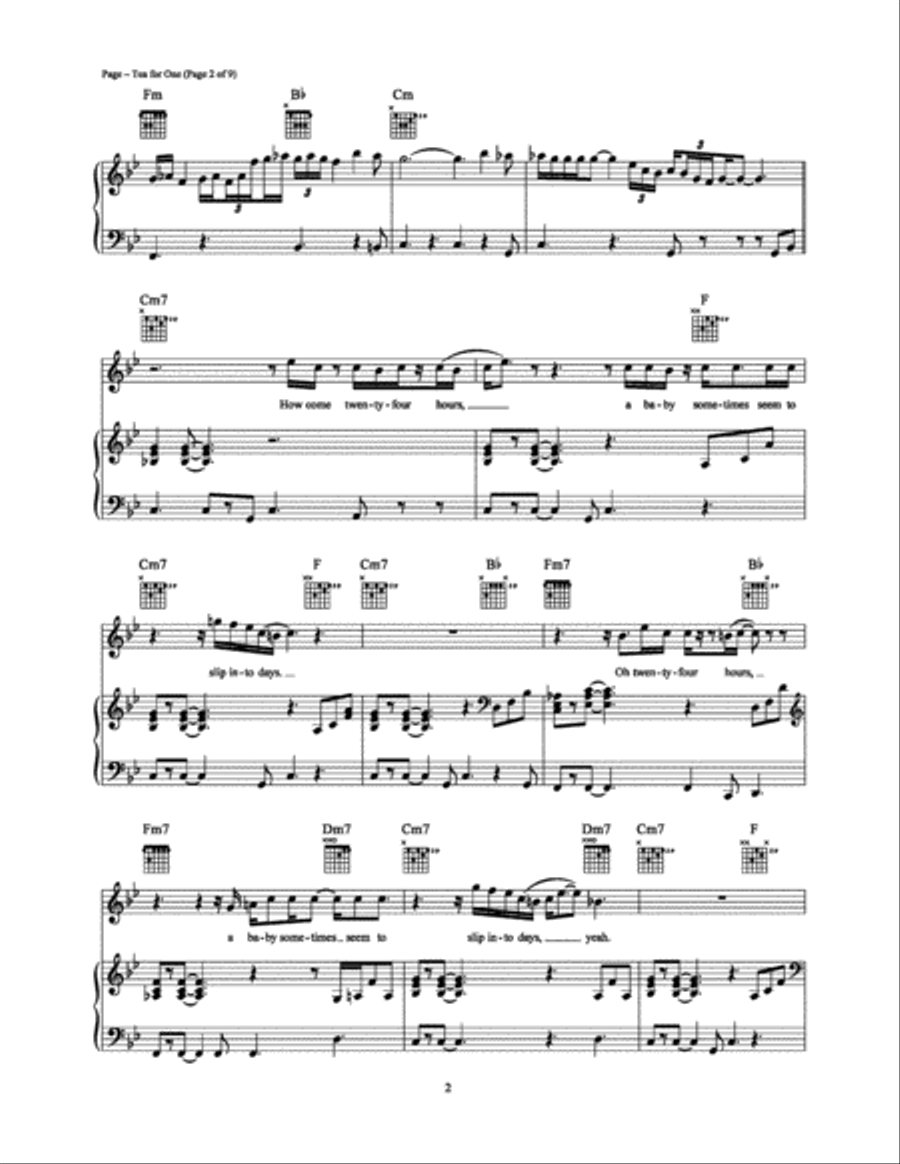 Tea For One Piano, Vocal, Guitar scores gallery preview page 2