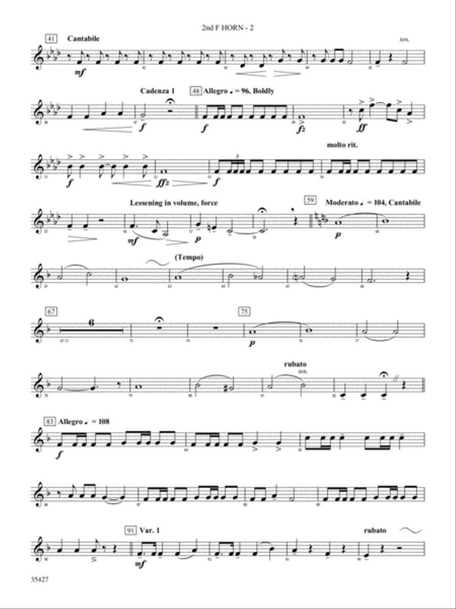 Fantasie Brillante: 2nd F Horn Concert Band scores gallery preview page 2