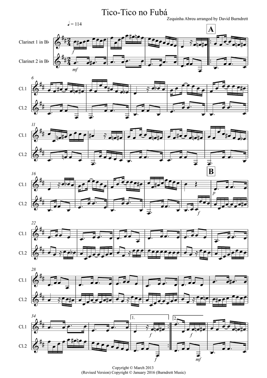 Tico Tico for Clarinet Duet Clarinet Duet scores gallery preview page 1
