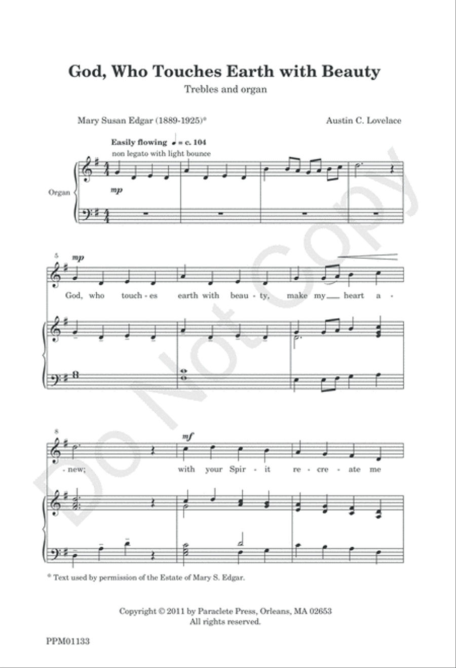 God Who Touches Earth With Beauty Children's Choir scores gallery preview page 4