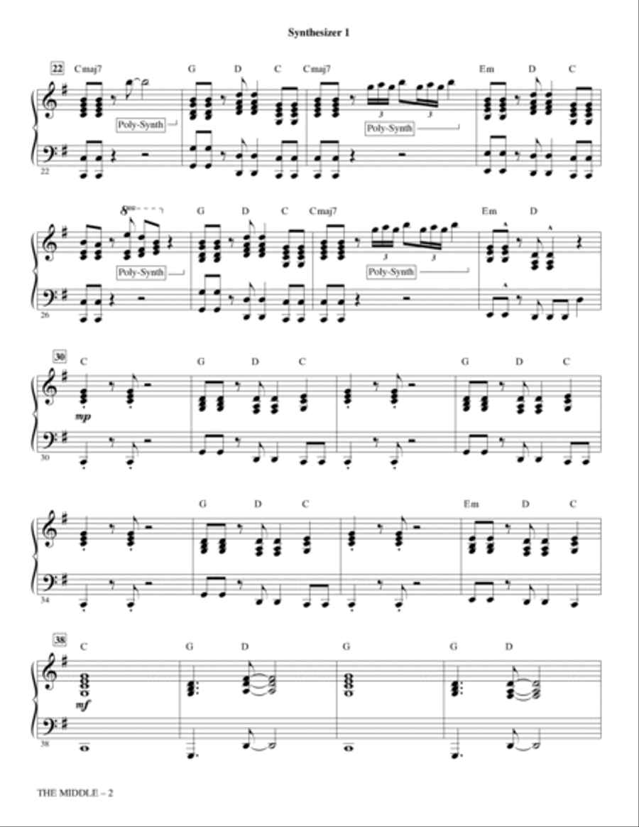 The Middle (arr. Mac Huff) - Synth 1 Choir scores gallery preview page 2