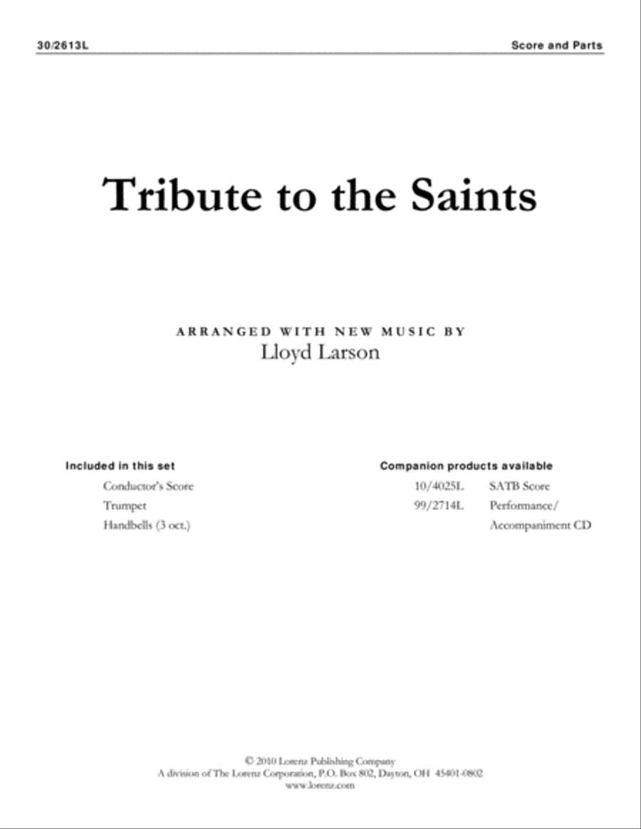 Tribute to the Saints - Trumpet and Handbells Score and Parts 3-Octaves scores gallery preview page 1