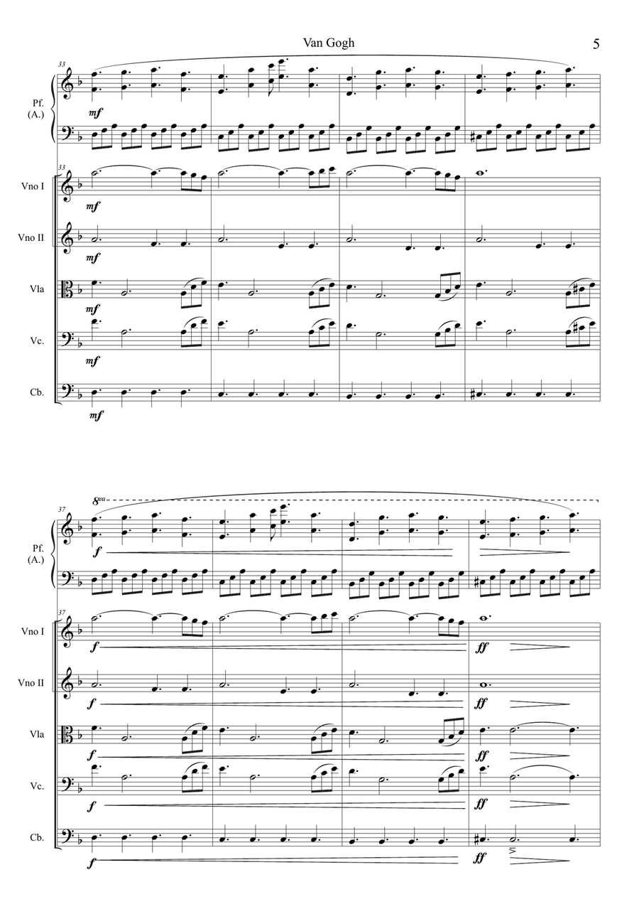 Van Gogh (Piano & String Orchestra) Chamber Music scores gallery preview page 5