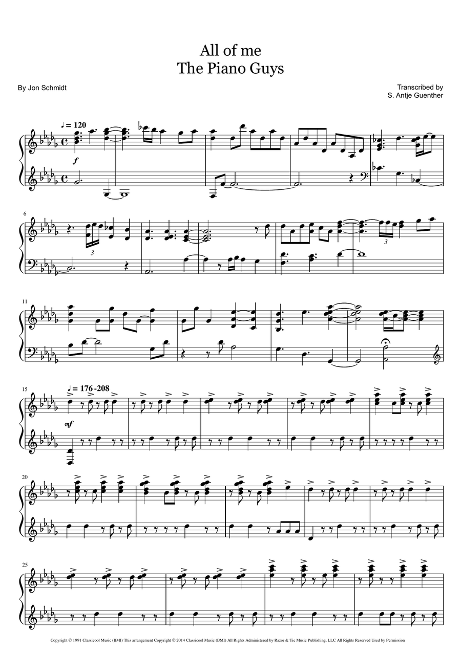All Of Me Piano Solo scores gallery preview page 1