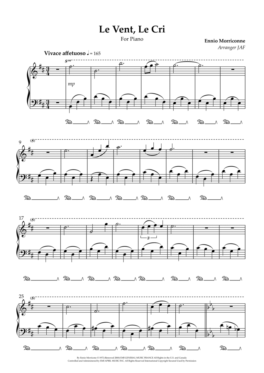 Le Vent, Le Cri Easy Piano scores gallery preview page 1