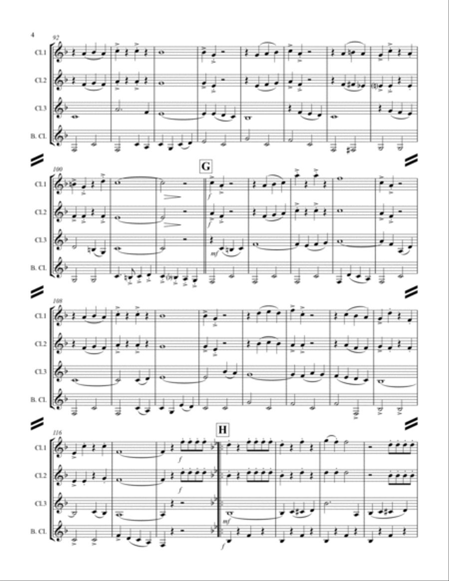 March - “Colonel Bogey” (for Clarinet Quartet) Clarinet Quartet scores gallery preview page 5