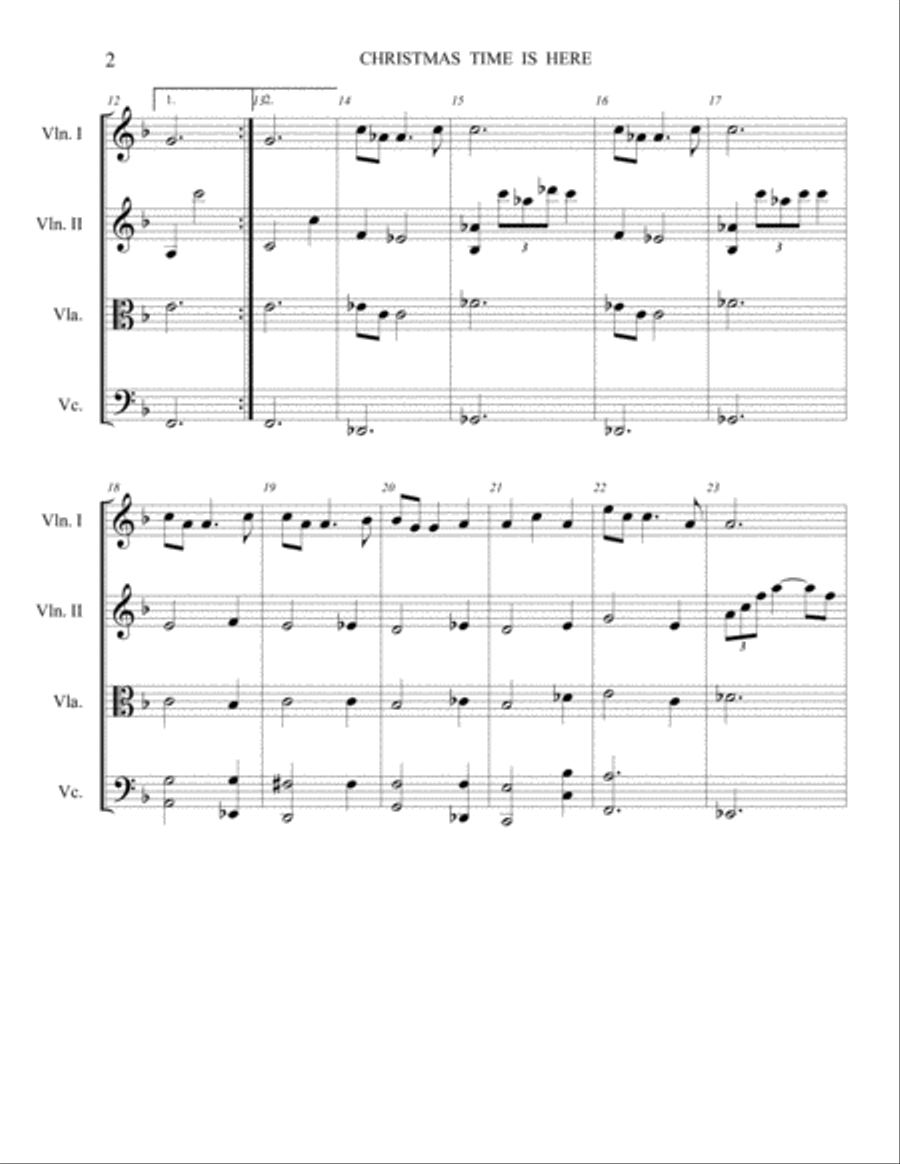 Christmas Time Is Here String Quartet scores gallery preview page 2