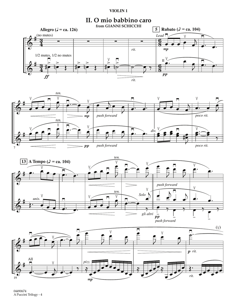 A Puccini Trilogy - Violin 1 Orchestra scores gallery preview page 3