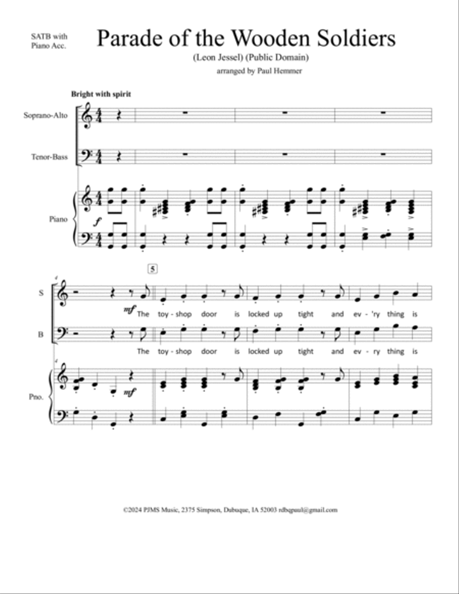 Parade of the Wooden Soldiers - A Novelty for SATB Chorus and Piano Divisi scores gallery preview page 2