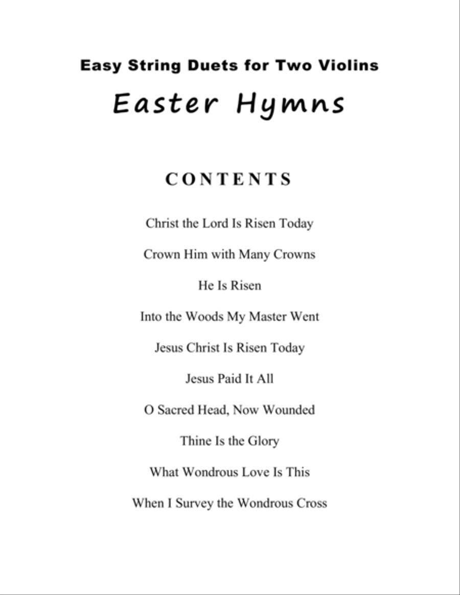 Easy String Duets: Easter Hymns for 2 Violins (A Collection of 10 Violin Duets) image number null