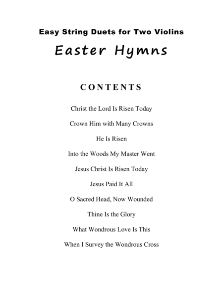 Easy String Duets: Easter Hymns for 2 Violins (A Collection of 10 Violin Duets) image number null