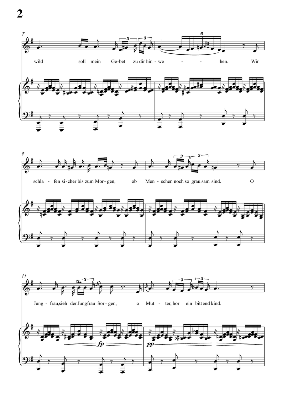 Schubert - Ave Maria for voice and piano (in G Key) Piano, Vocal scores gallery preview page 2