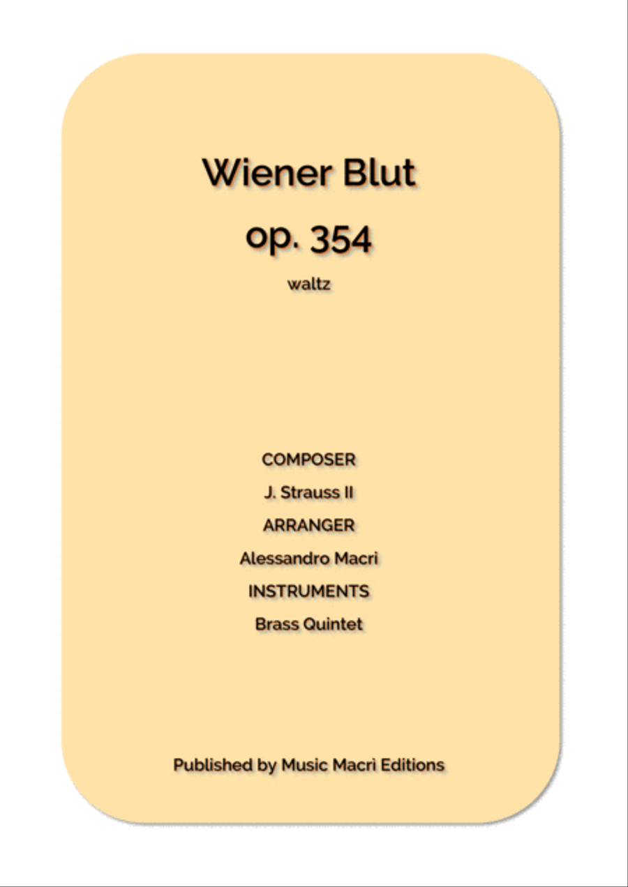 Wiener Blut op. 354 waltz Brass Ensemble scores gallery preview page 1
