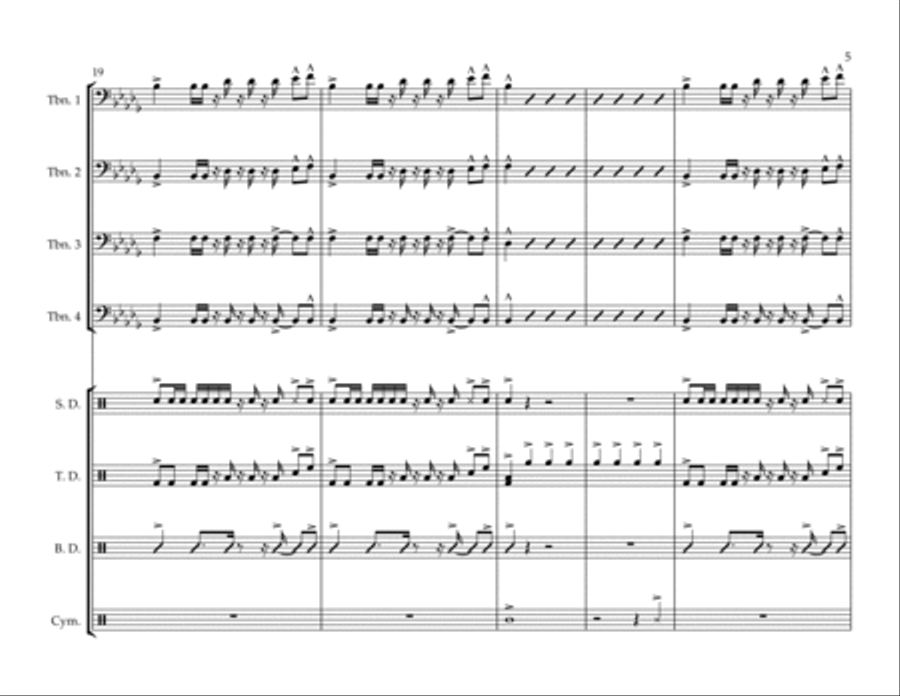 Trombone Blues Cheer (Marching/Pep Band) Pep Band scores gallery preview page 5